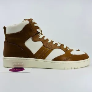 Polo Ralph Lauren Men's Court High Burnished Tan Leather Casual Sneakers Size 11