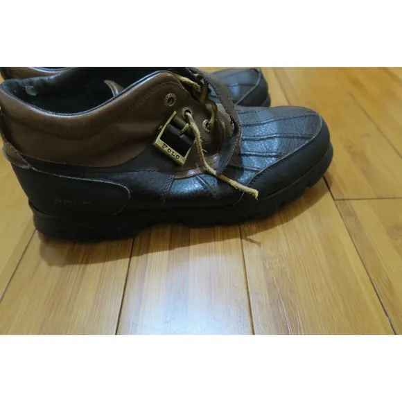 Polo Ralph Lauren Men's Dover Boots 812086907 Duck Brown Leather Ankle Sz 9.5 D