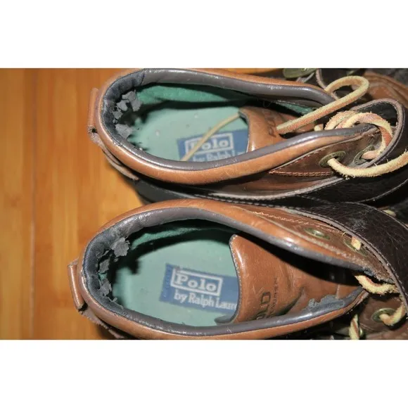Polo Ralph Lauren Men's Dover Boots 812086907 Duck Brown Leather Ankle Sz 9.5 D
