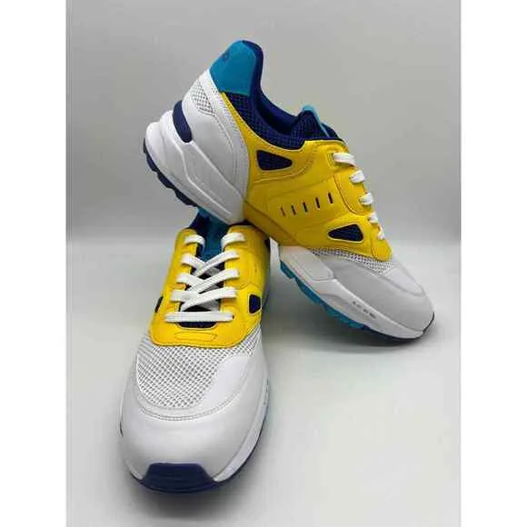 Polo Ralph Lauren Men's JGR Suede/Mesh Athletic Shoes White/Blue Size 14 NEW.