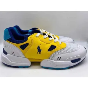 Polo Ralph Lauren Men's JGR Suede/Mesh Athletic Shoes White/Blue Size 14 NEW.