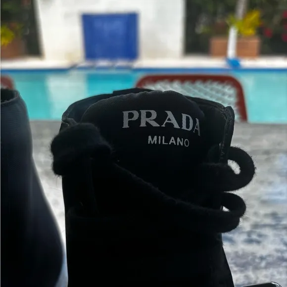 Prada Black High-Top Sneakers with Studded Straps
