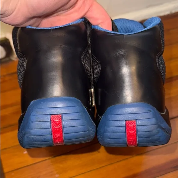 Prada Men's &quot;Punta Ala&quot; Black and Blue Sneakers Size 10.5, Vintage