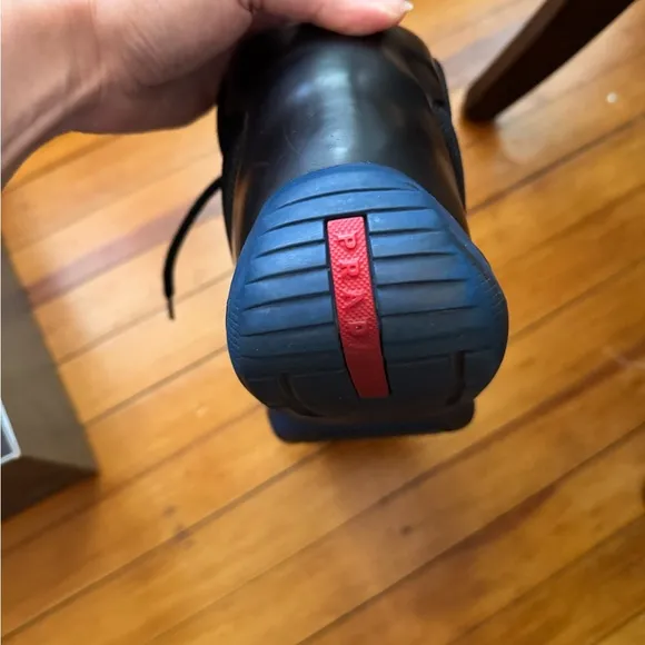 Prada Men's &quot;Punta Ala&quot; Black and Blue Sneakers Size 10.5, Vintage
