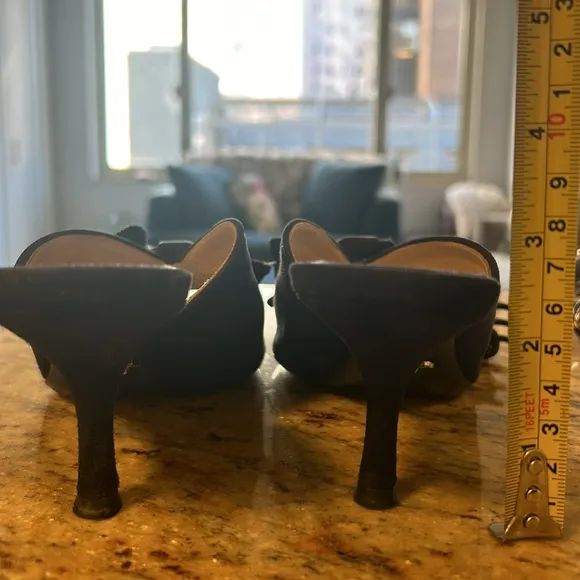 PRADA Navy and Black Mule Kitten Heels