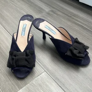 PRADA Navy and Black Mule Kitten Heels