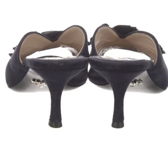 PRADA Navy and Black Mule Kitten Heels