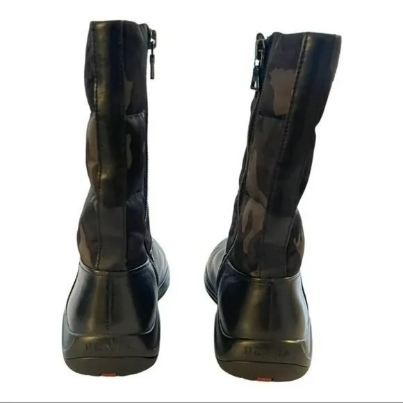 Prada Shoes Nylon Camo Leather Boots Preowned Size 28 US 11