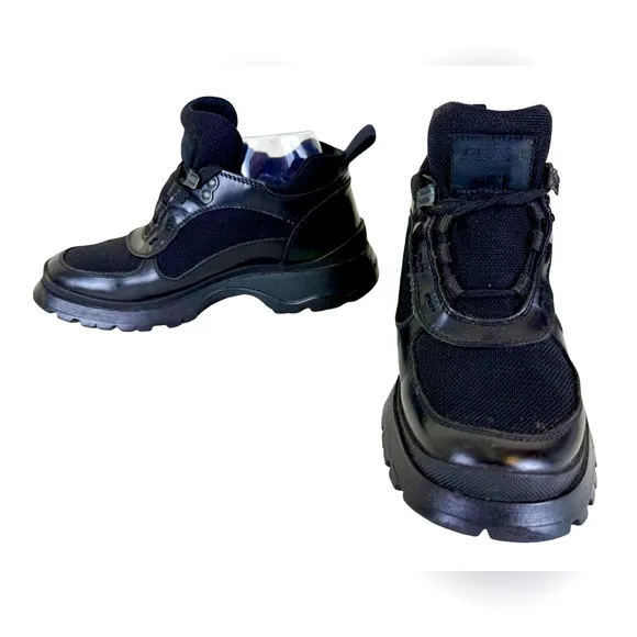 PRADA SNEAKER-STYLE BOOTS IN BLACK