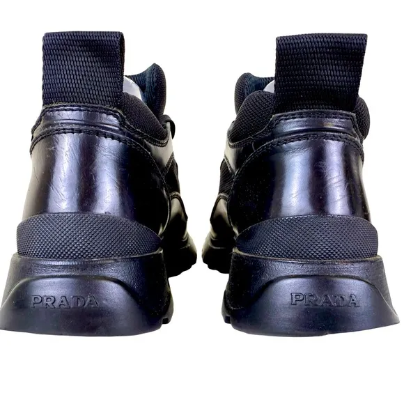 PRADA SNEAKER-STYLE BOOTS IN BLACK