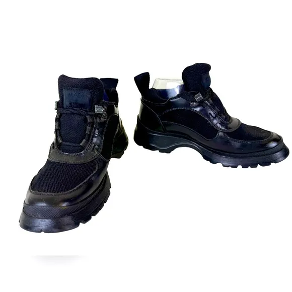 PRADA SNEAKER-STYLE BOOTS IN BLACK