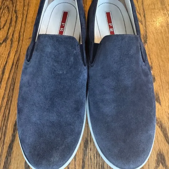 Prada Sport slip-on navy suede sneakers