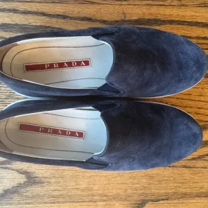 Prada Sport slip-on navy suede sneakers