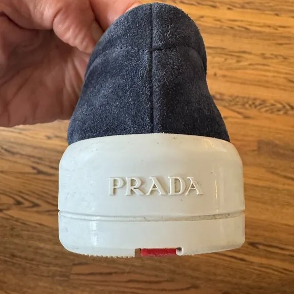 Prada Sport slip-on navy suede sneakers
