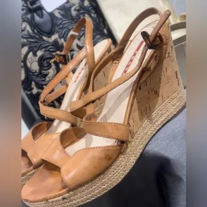 Prada Tan Wedge Sandals size 39