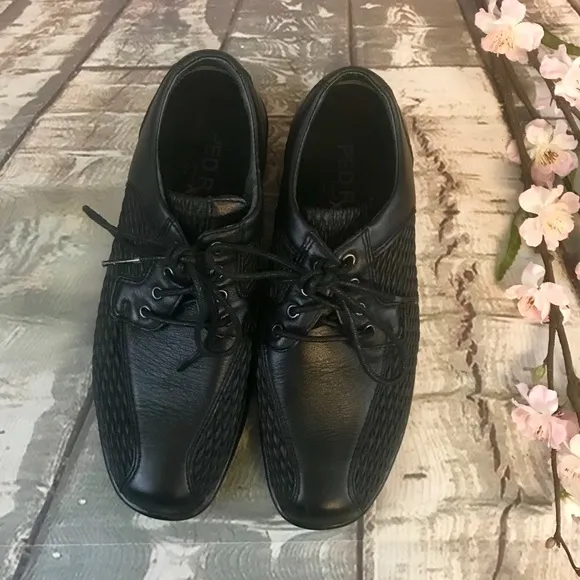 Propet Ped Rx Black Leather Lace Up Walking Shoes