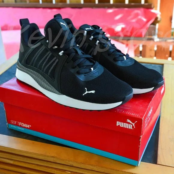 PUMA Mens Pacer Net Cage Trainers Sneakers Running Shoes Black