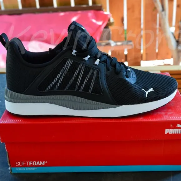 PUMA Mens Pacer Net Cage Trainers Sneakers Running Shoes Black