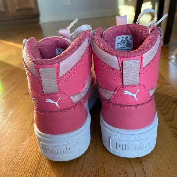 PUMA PINK WHITE SNEAKERS SHOES KARMEN REBELLE MID JR 388729 hi top girls size 4