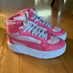 PUMA PINK WHITE SNEAKERS SHOES KARMEN REBELLE MID JR 388729 hi top girls size 4