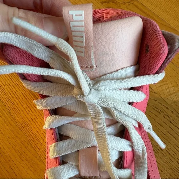 PUMA PINK WHITE SNEAKERS SHOES KARMEN REBELLE MID JR 388729 hi top girls size 4