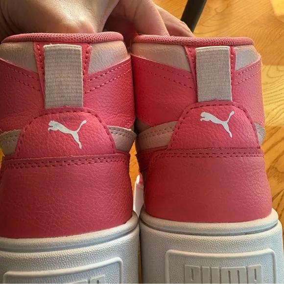 PUMA PINK WHITE SNEAKERS SHOES KARMEN REBELLE MID JR 388729 hi top girls size 4