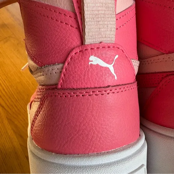 PUMA PINK WHITE SNEAKERS SHOES KARMEN REBELLE MID JR 388729 hi top girls size 4