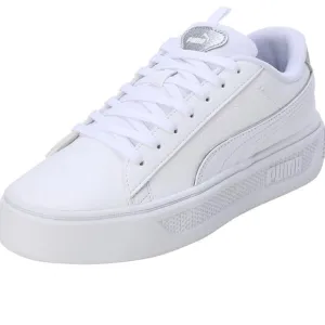 PUMA Platform Sneakers – White &amp; Silver – Size 9
