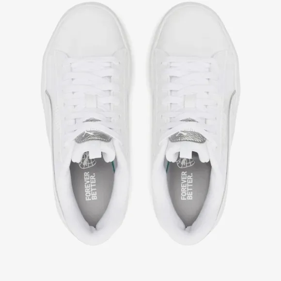 PUMA Platform Sneakers – White &amp; Silver – Size 9