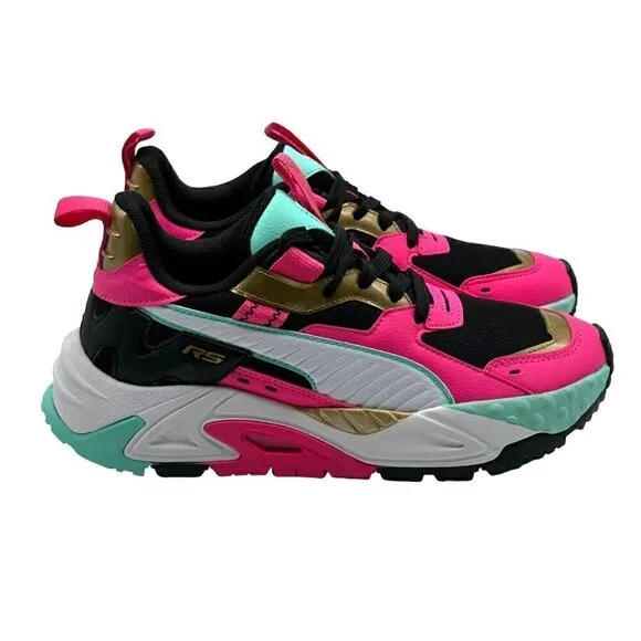 PUMA RS Track Vacay Queen Pink &amp; Gold Athletics Fashion Sneakers Girls Size 5
