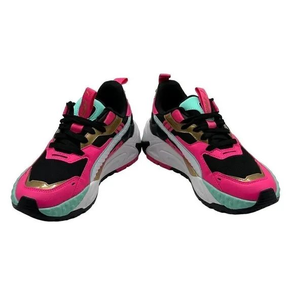 PUMA RS Track Vacay Queen Pink &amp; Gold Athletics Fashion Sneakers Girls Size 5