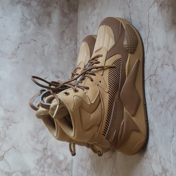 Puma RS-X  High-Top Sneakers in Tan and  Brown Youth Size 5.5