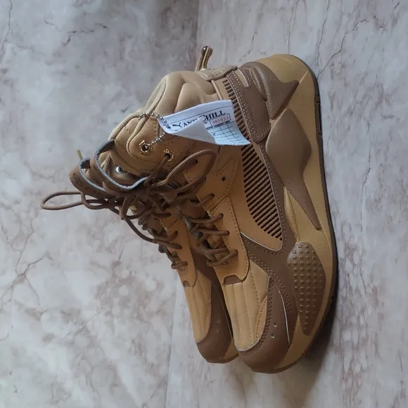 Puma RS-X  High-Top Sneakers in Tan and  Brown Youth Size 5.5