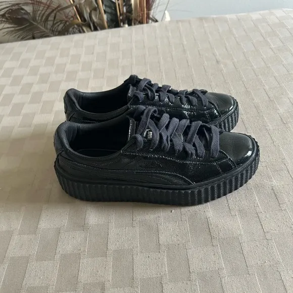 Puma X Fenty by Rihanna Wrinkled Patent Leather Creepers Sneakers