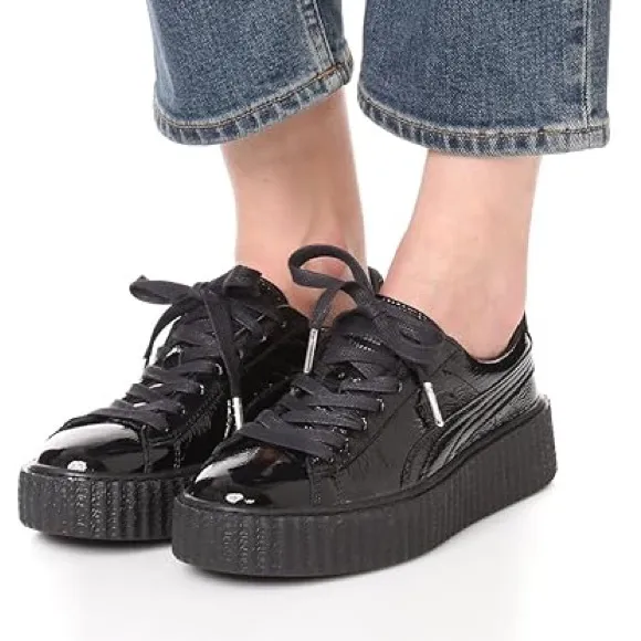 Puma X Fenty by Rihanna Wrinkled Patent Leather Creepers Sneakers