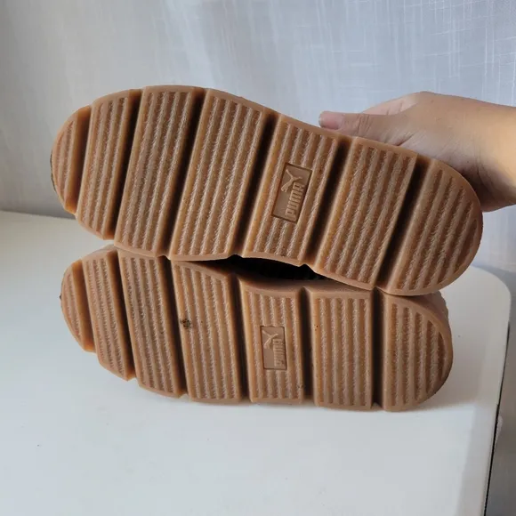PUMA X Fenty cleated creeper suede platform sneakers in tan size 8
