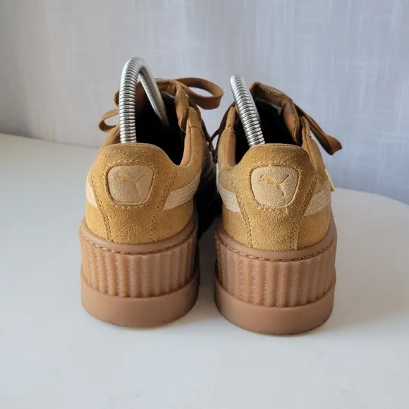PUMA X Fenty cleated creeper suede platform sneakers in tan size 8
