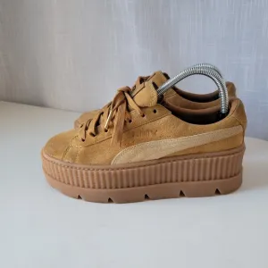 PUMA X Fenty cleated creeper suede platform sneakers in tan size 8