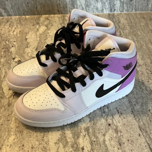 Purple and White High-Top Sneakers