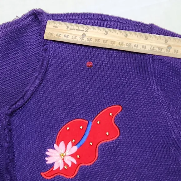 Purple Cardigan Embroidered Hats HandBags Shoes And Rhinestone Kidcore Y2K L