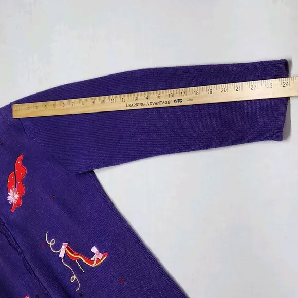 Purple Cardigan Embroidered Hats HandBags Shoes And Rhinestone Kidcore Y2K L
