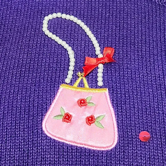 Purple Cardigan Embroidered Hats HandBags Shoes And Rhinestone Kidcore Y2K L