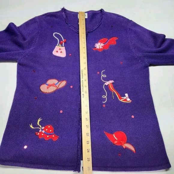 Purple Cardigan Embroidered Hats HandBags Shoes And Rhinestone Kidcore Y2K L