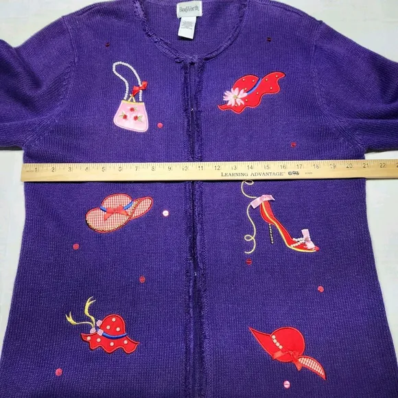 Purple Cardigan Embroidered Hats HandBags Shoes And Rhinestone Kidcore Y2K L