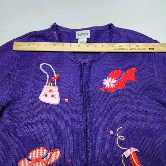 Purple Cardigan Embroidered Hats HandBags Shoes And Rhinestone Kidcore Y2K L