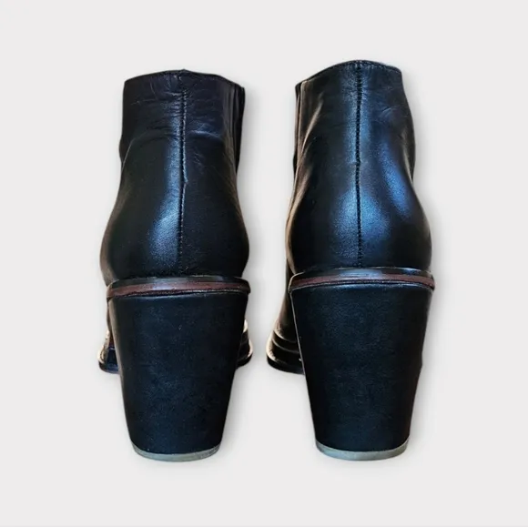 Rachel Comey Black Leather Block Heeled Ankle Boots