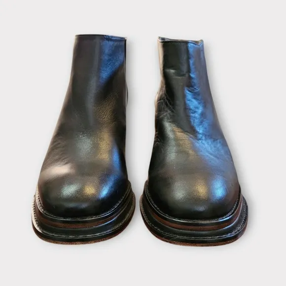 Rachel Comey Black Leather Block Heeled Ankle Boots