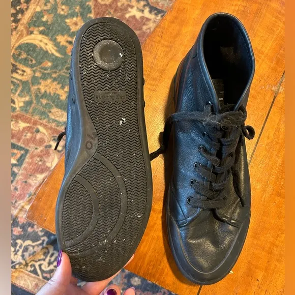 Rag &amp; Bone Black Leather High Top Sneakers