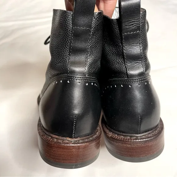 Rag &amp; bone black leather laser cut cozen lace up boots