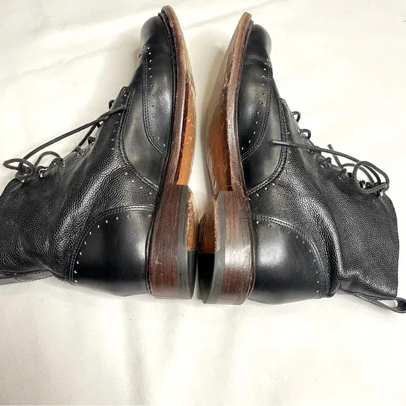 Rag &amp; bone black leather laser cut cozen lace up boots